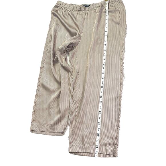 Eileen Fisher Women’s Silk Wide Leg Crop Pants Brown Stripe Petite Large - Picture 13 of 15